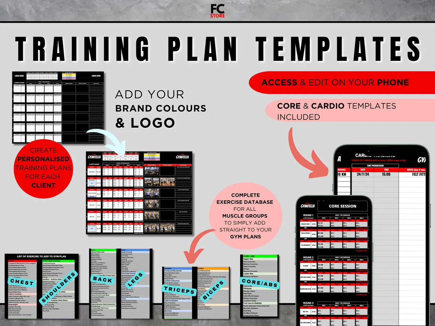 Trackers/modèles d'entraînement et de nutrition pour les entraîneurs personnels et les entraîneurs de fitness en ligne !