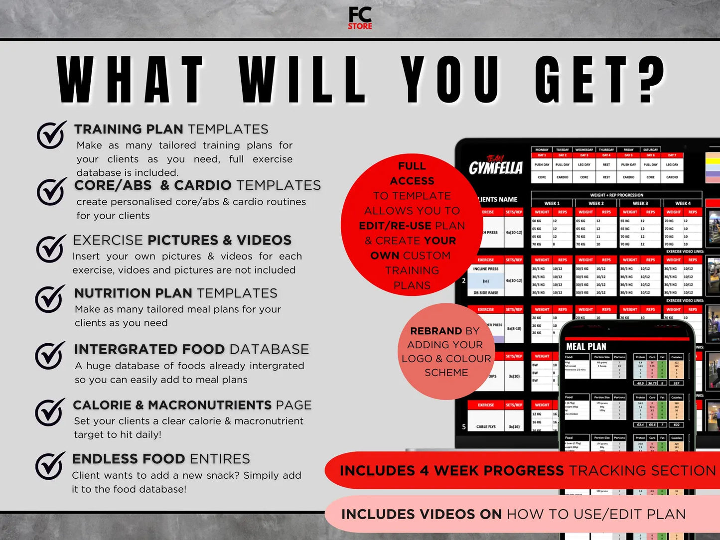 Trackers/modèles d'entraînement et de nutrition pour les entraîneurs personnels et les entraîneurs de fitness en ligne !