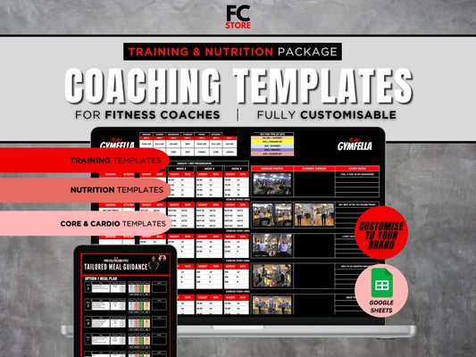 Trackers/modèles d'entraînement et de nutrition pour les entraîneurs personnels et les entraîneurs de fitness en ligne !